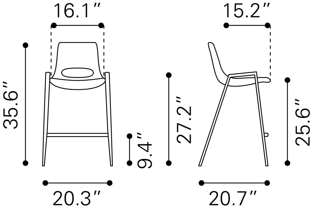 Zuo Desi Counter Stool (Set of 2) Black