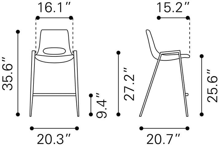 Zuo Desi Counter Stool (Set of 2) Black