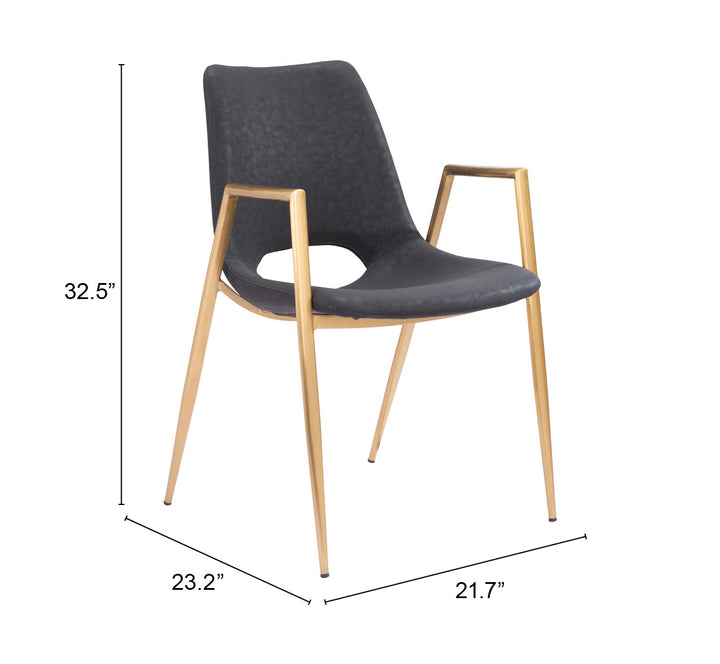Zuo Desi Dining Chair (Set of 2) Black & Gold