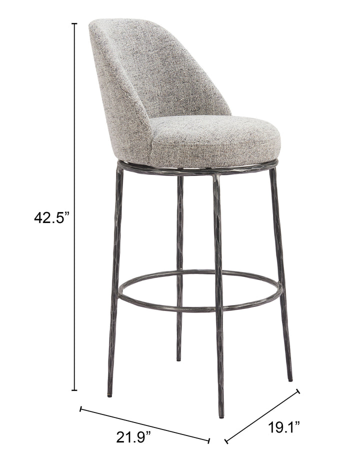 Zuo Nordhavn Swivel Barstool Gray