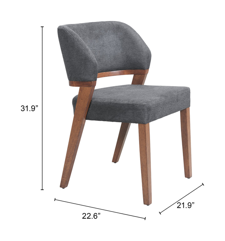 Zuo Sunobu Dining Chair (Set of 2) Azure Gray & Walnut