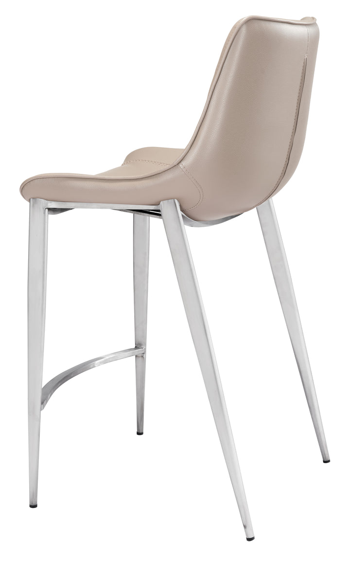Zuo Magnus Counter Stool (Set of 2) Brown & Silver