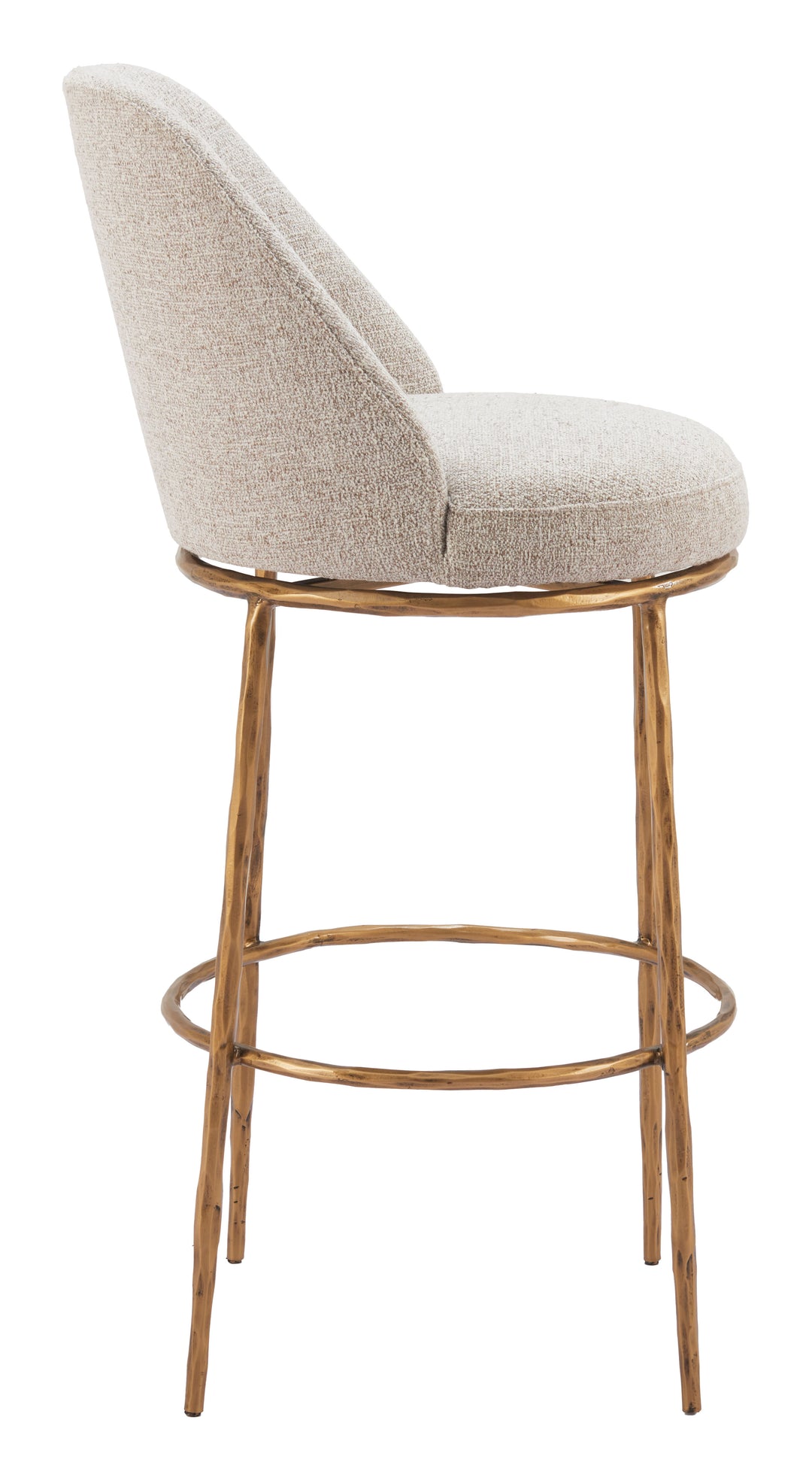 Zuo Nordhavn Swivel Barstool Beige & Gold