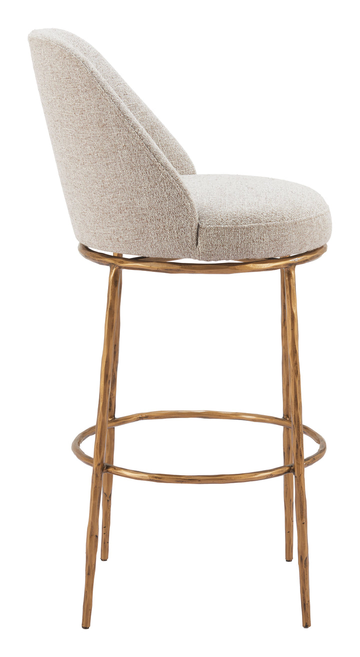 Zuo Nordhavn Swivel Barstool Beige & Gold
