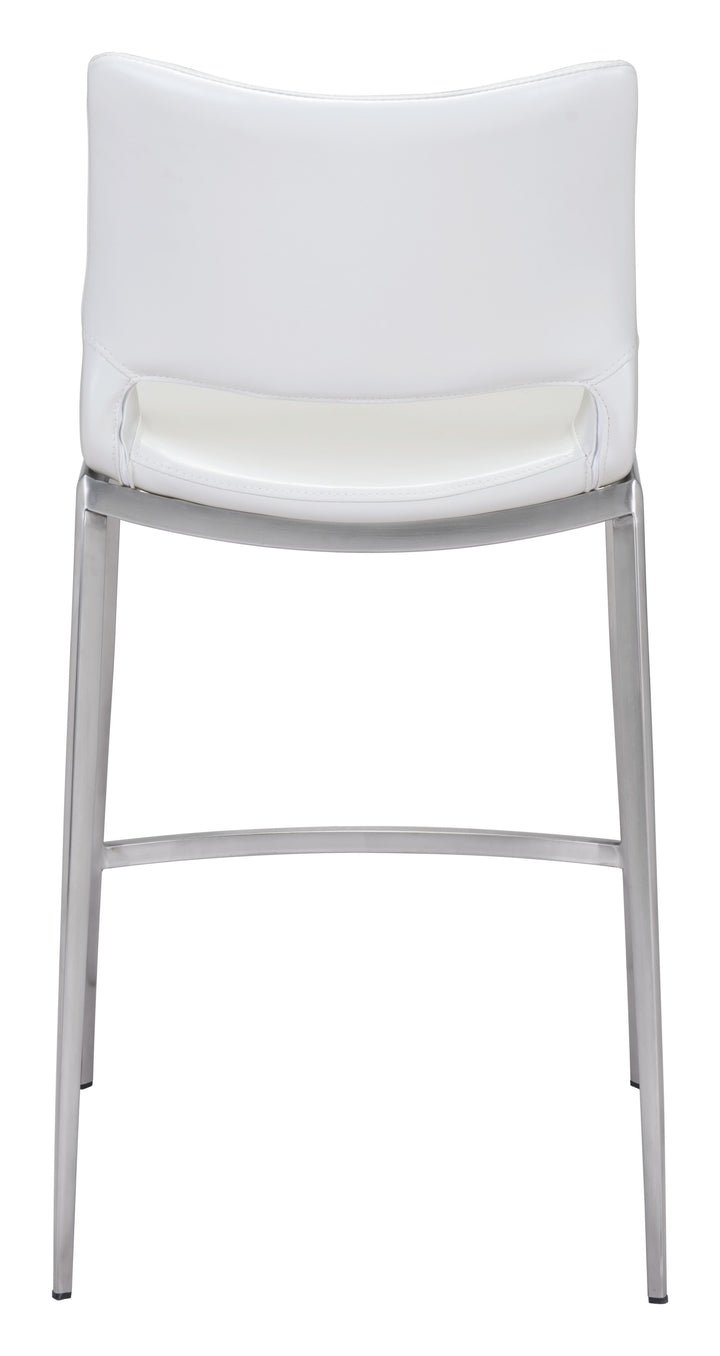Zuo Ace Counter Stool (Set of 2) White & Silver
