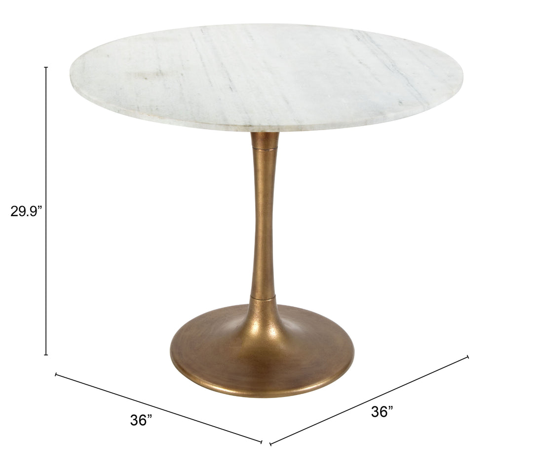 Zuo Fullerton Dining Table White & Gold