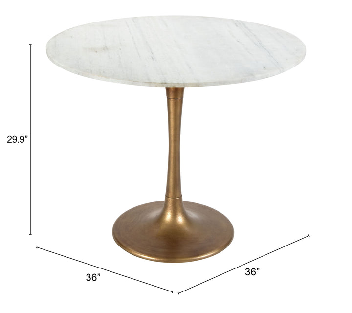 Zuo Fullerton Dining Table White & Gold