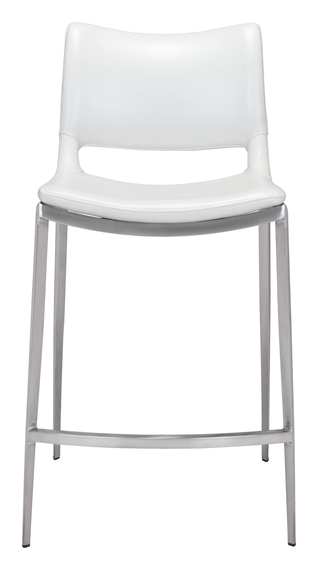 Zuo Ace Counter Stool (Set of 2) White & Silver