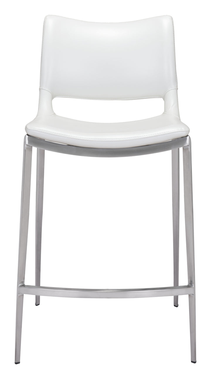 Zuo Ace Counter Stool (Set of 2) White & Silver