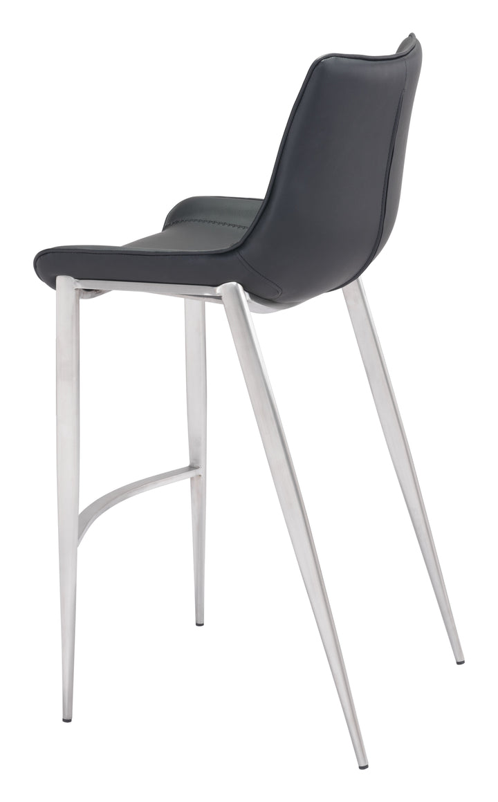 Zuo Magnus Barstool (Set of 2) Black & Silver