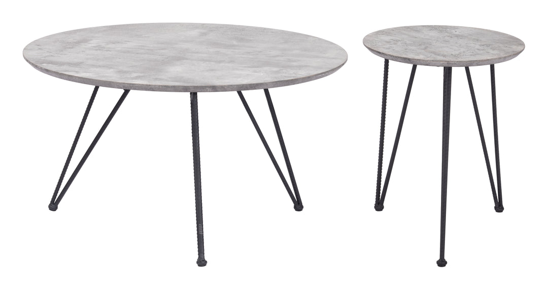 Zuo Kerris Coffee Table Set (2-Piece) Gray & Black