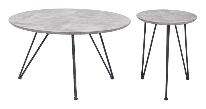 Zuo Kerris Coffee Table Set (2-Piece) Gray & Black