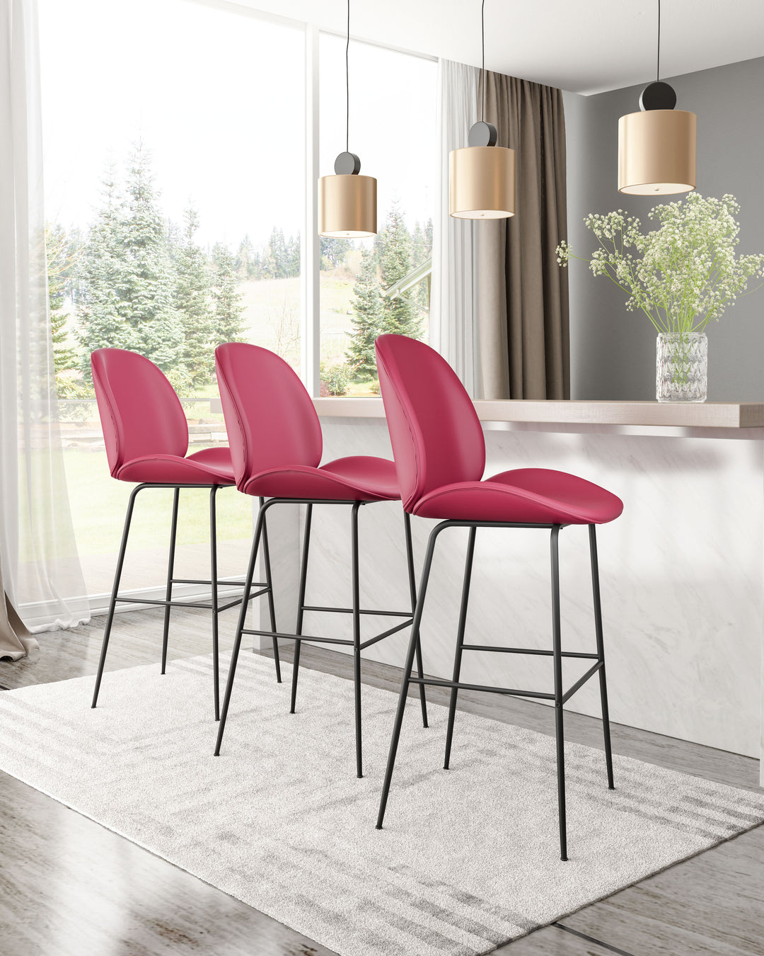 Zuo Miles Barstool Red