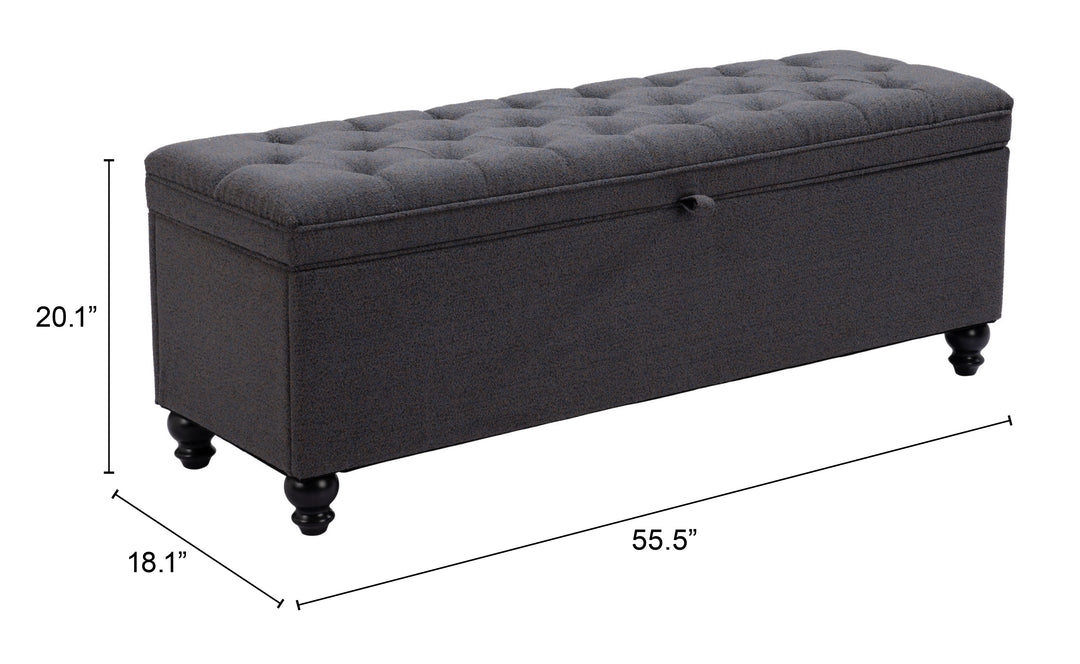 Zuo Halifax Storage Bench Gravel Gray