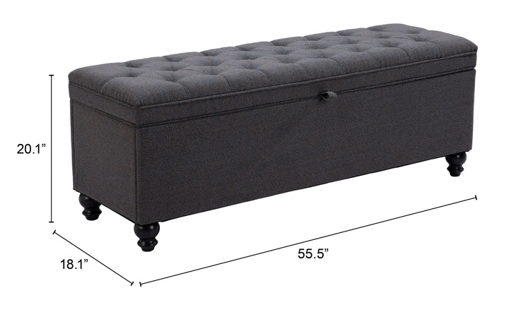 Zuo Halifax Storage Bench Gravel Gray
