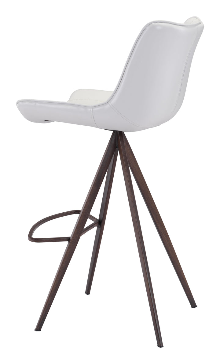 Zuo Aki Barstool (Set of 2) White & Walnut