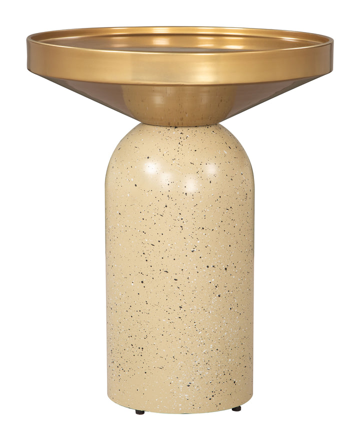 Zuo Cendre Side Table Gold & Beige