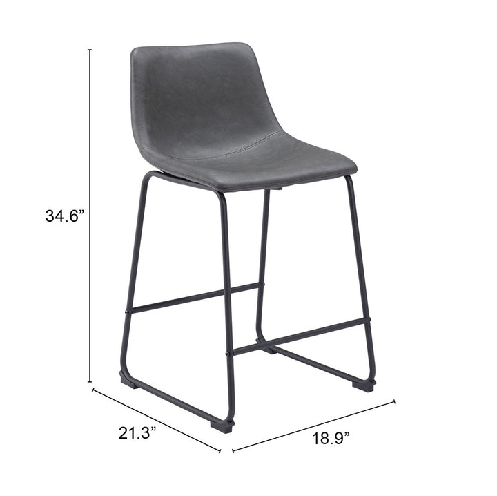 Zuo Smart Counter Stool (Set of 2) Charcoal