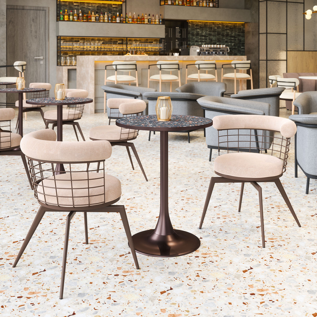Zuo Saku Swivel Dining Chair Beige & Brown