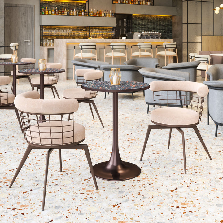 Zuo Saku Swivel Dining Chair Beige & Brown