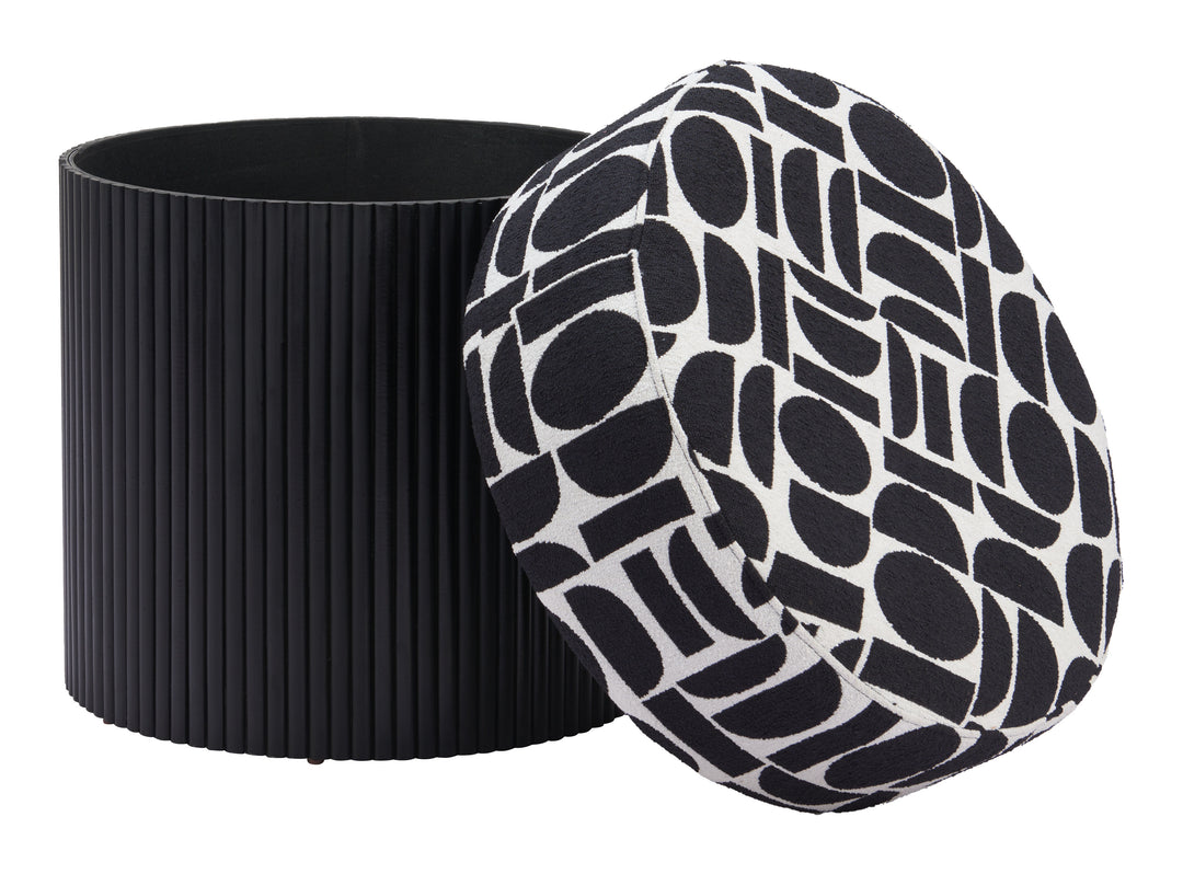 Zuo Boto Storage Ottoman Black & White