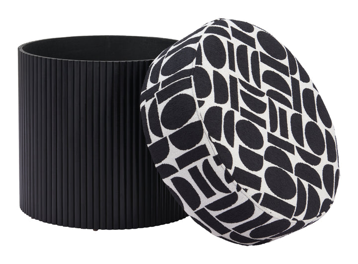 Zuo Boto Storage Ottoman Black & White