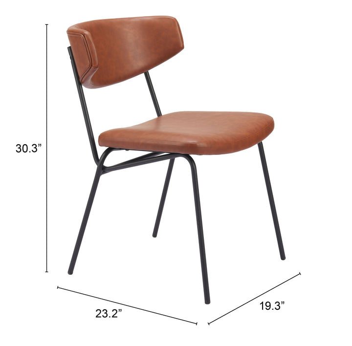 Zuo Charon Dining Chair (Set of 2) Vintage Brown