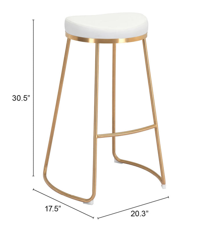 Zuo Bree Barstool (Set of 2) White & Gold