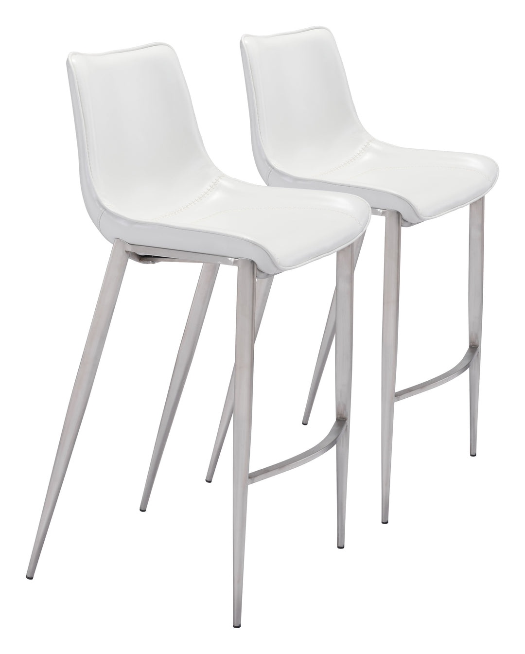 Zuo Magnus Barstool (Set of 2) White & Silver