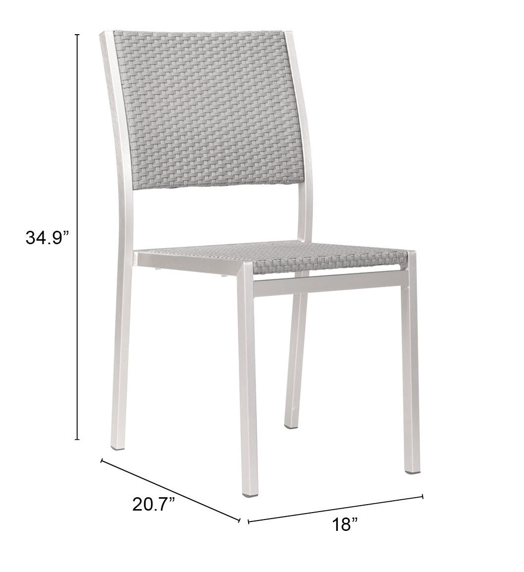 Zuo Metropolitan Armless Dining Chair (Set of 2) Gray & Silver