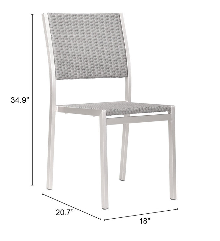 Zuo Metropolitan Armless Dining Chair (Set of 2) Gray & Silver
