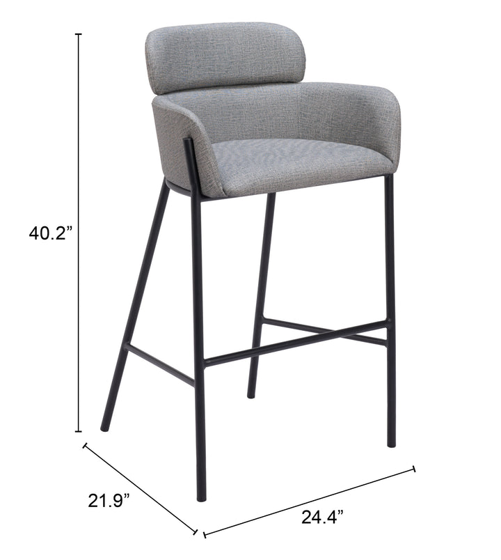 Zuo Bremor Barstool Slate Gray