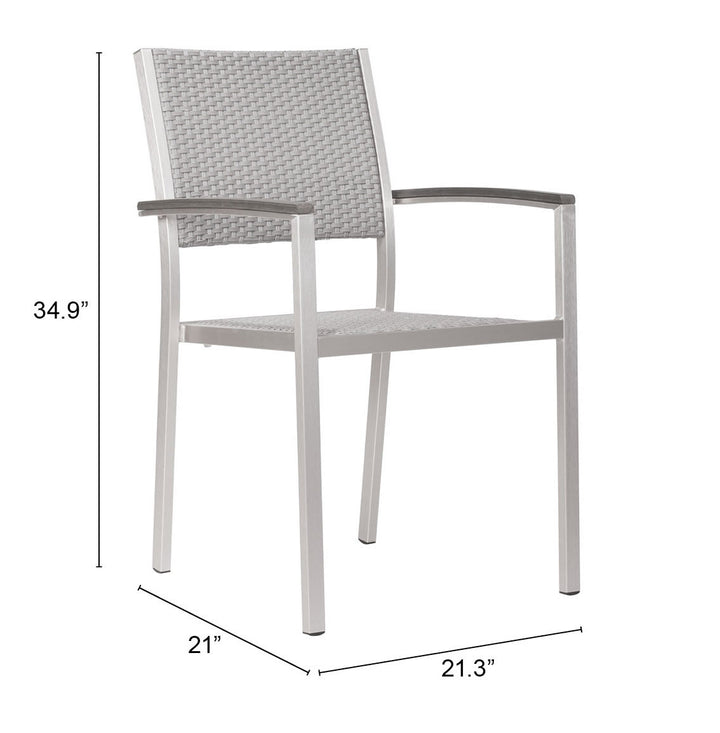 Zuo Metropolitan Dining Armchair (Set of 2) Gray & Silver