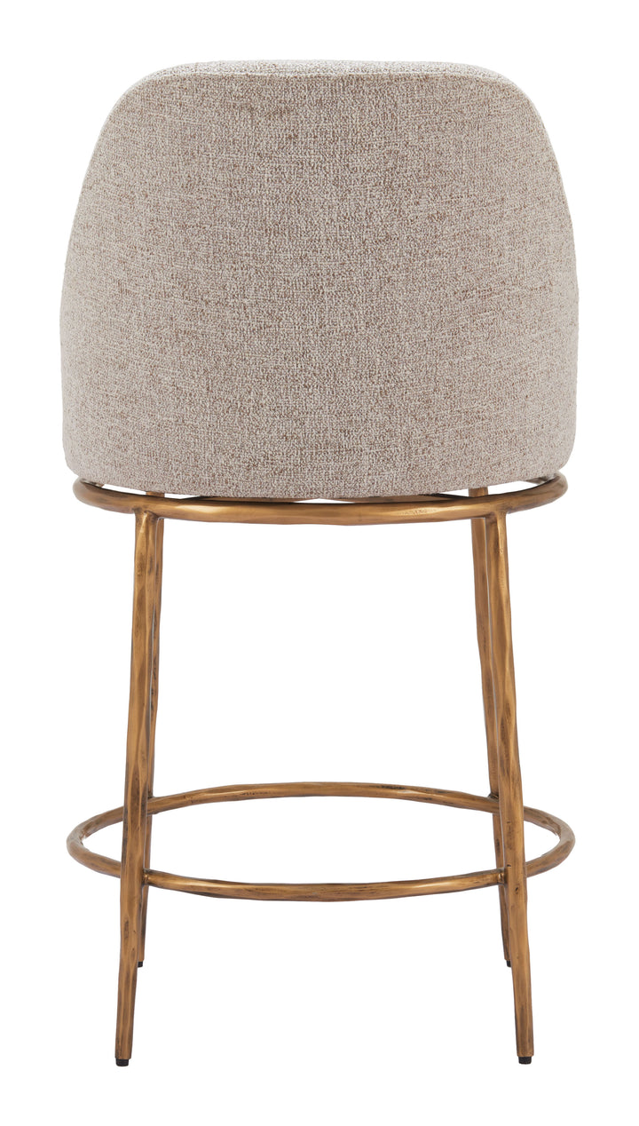 Zuo Nordhavn Swivel Counter Stool Beige & Gold