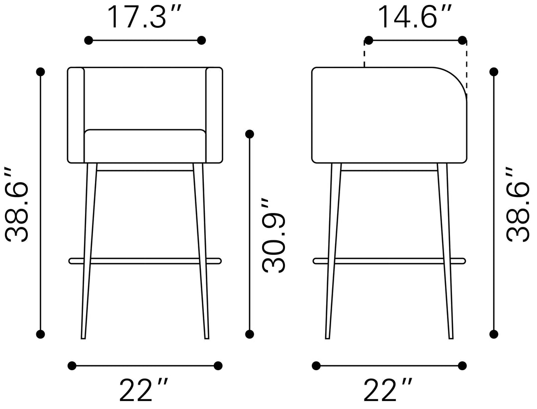 Zuo Horbat Barstool (Set of 2) Brown