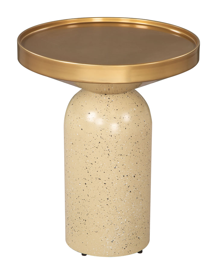 Zuo Cendre Side Table Gold & Beige