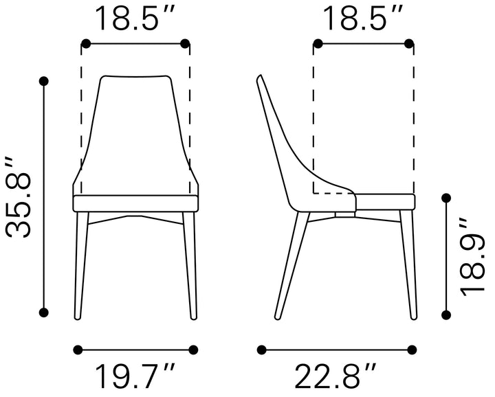 Zuo Moor Dining Chair (Set of 2) Dark Gray