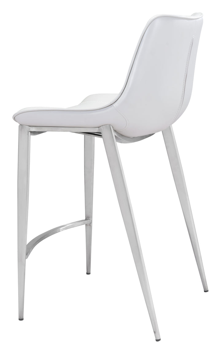 Zuo Magnus Counter Stool (Set of 2) White & Silver