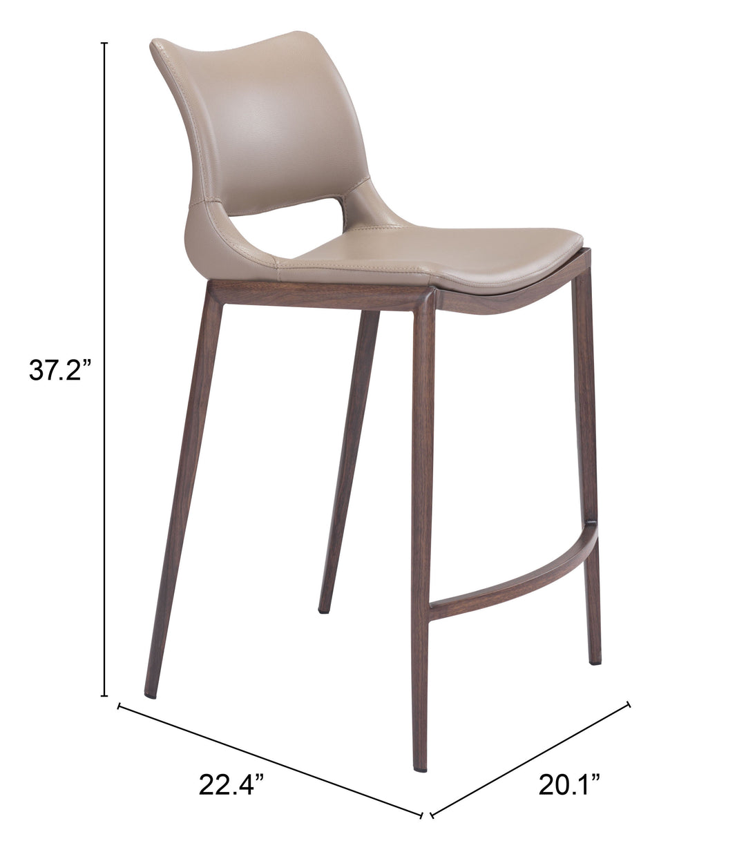 Zuo Ace Counter Stool (Set of 2) Brown & Walnut