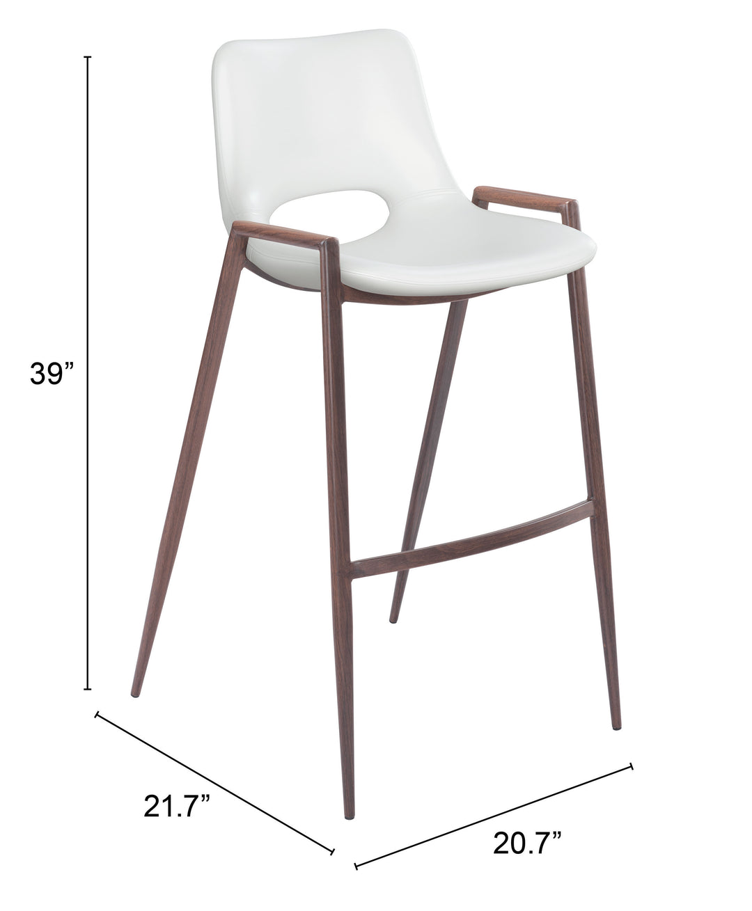 Zuo Desi Barstool (Set of 2) White & Walnut
