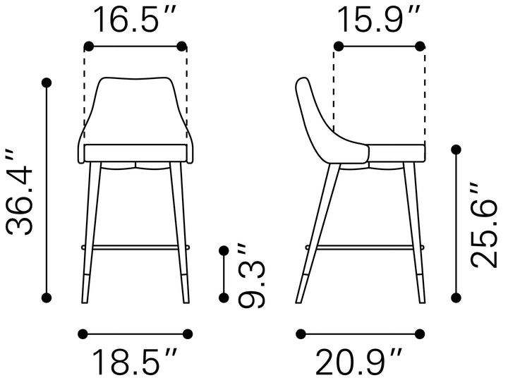 Zuo Piccolo Counter Stool Yellow