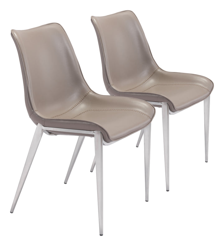 Zuo Magnus Dining Chair (Set of 2) Brown & Silver