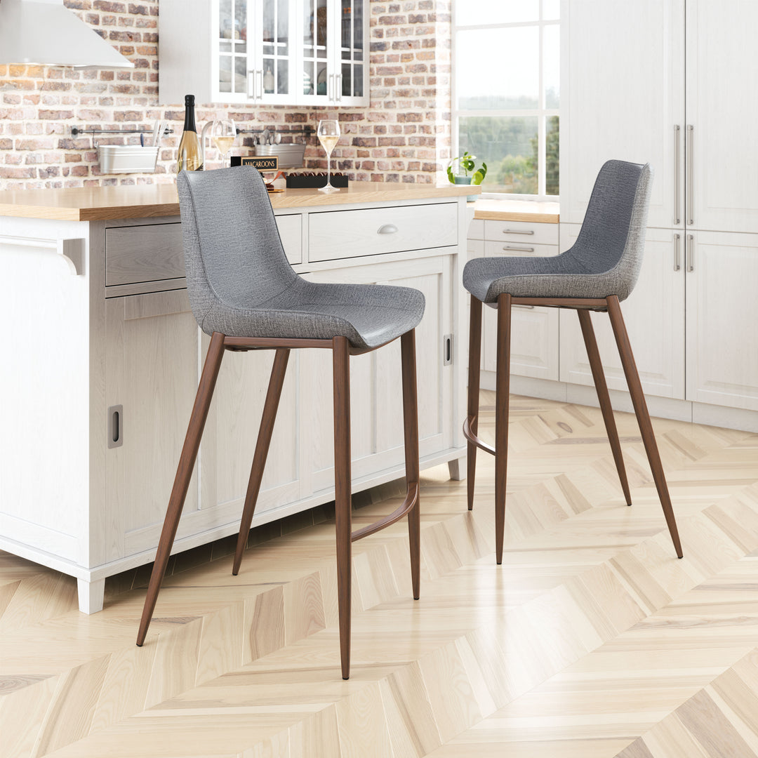 Zuo Magnus Barstool (Set of 2) Slate Gray & Walnut