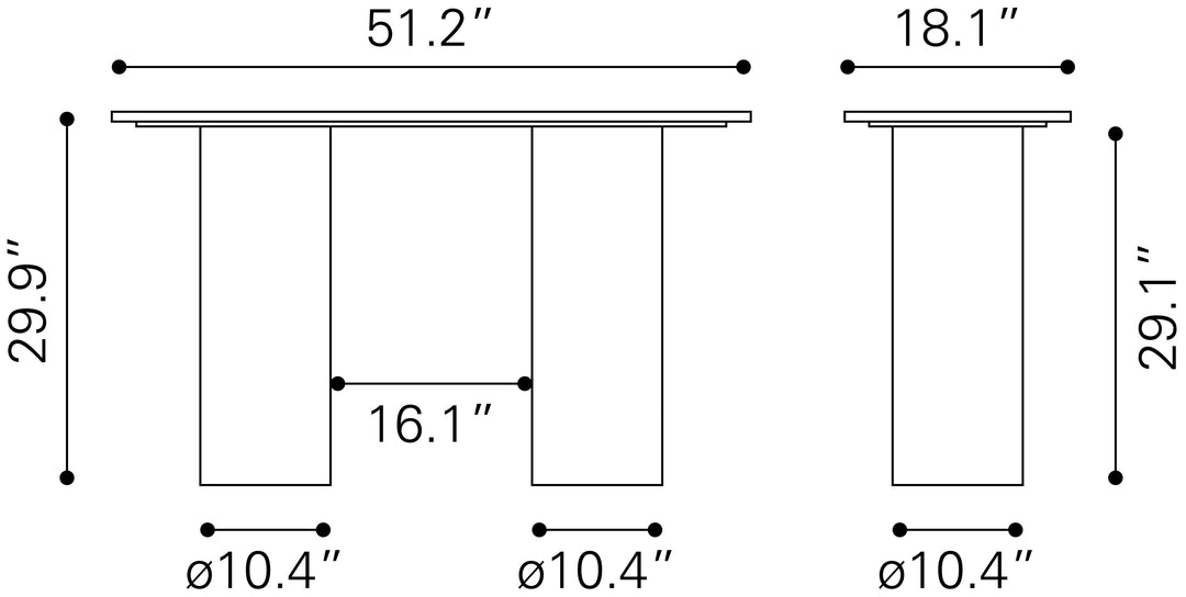 Zuo Izola Console Table White & Black