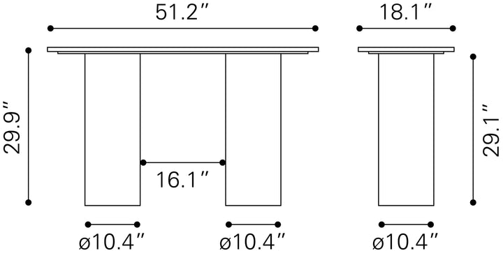 Zuo Izola Console Table White & Black