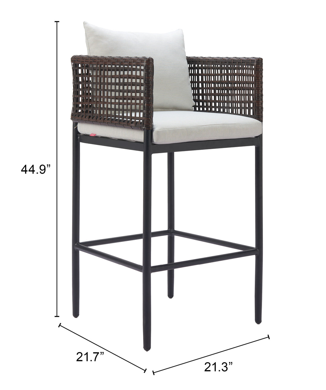 Zuo Palm Paradise Barstool Gray
