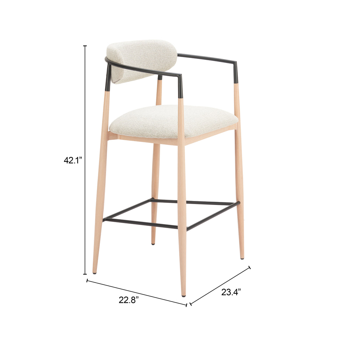 Zuo Equinox Barstool Oyster Gray & Natural