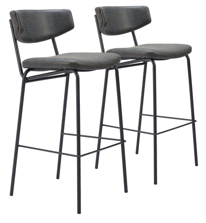 Zuo Charon Barstool (Set of 2) Vintage Black