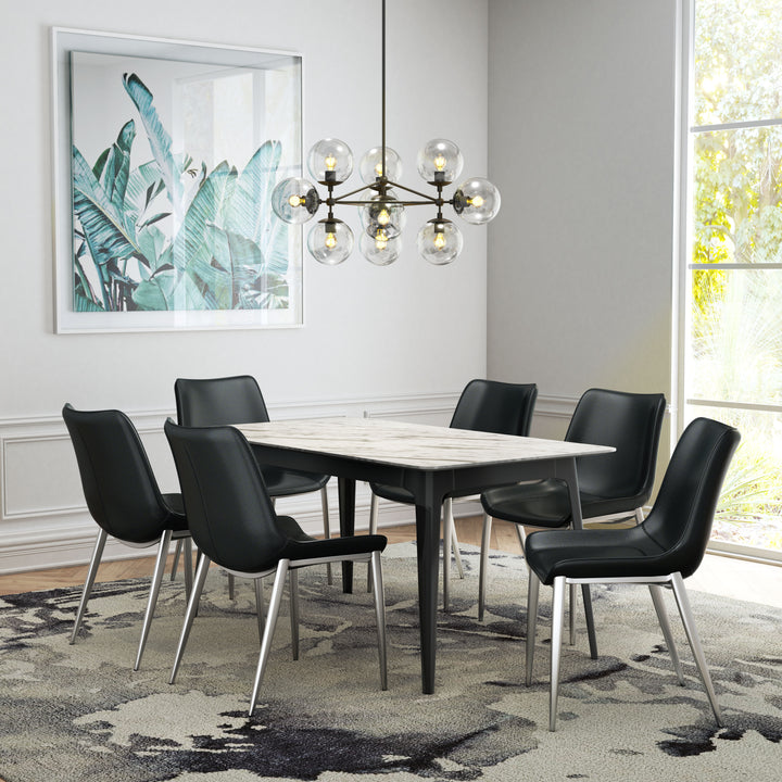 Zuo Magnus Dining Chair (Set of 2) Black & Silver