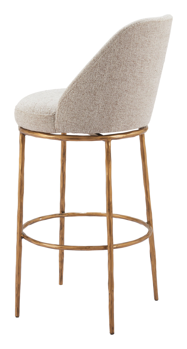 Zuo Nordhavn Swivel Barstool Beige & Gold